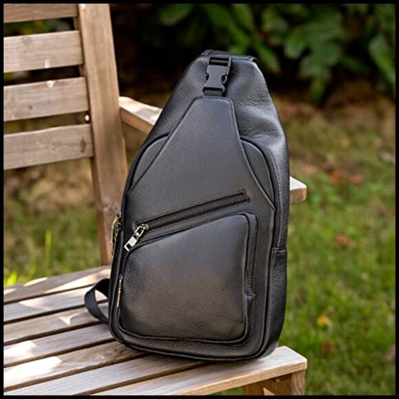 Italian Leather Sling Backpack Waterproof Anti-Theft Crossbody Daypack main image 6